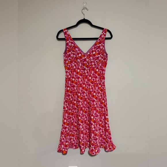 Express Vintage Y2K Ditsy Floral Pink Sleeveless Midi Dress Size 9/10 Babydoll - Picture 2 of 9